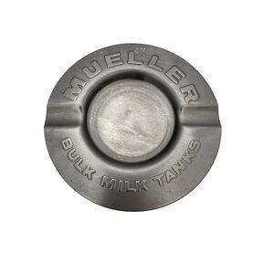 Mueller Bulk Milk Tanks Metal Ashtray 6" Silver Color Advertising Collectible